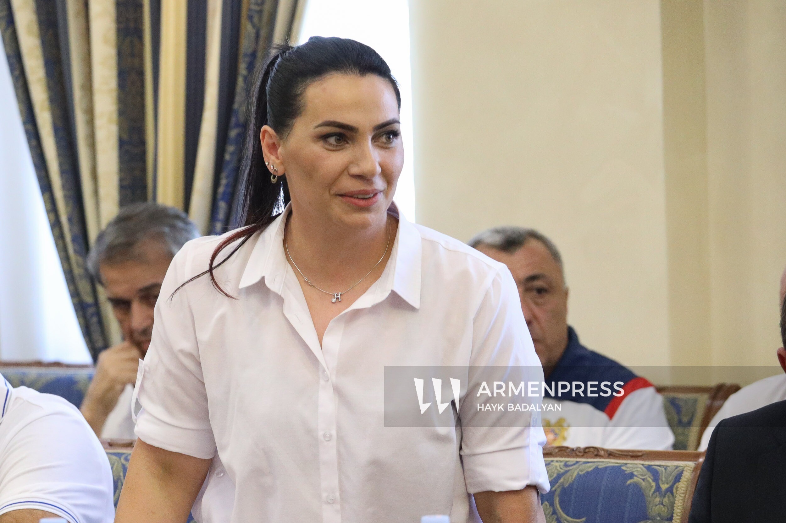 Hripsime Khurshudyan goes to work at the National Olympic Committee